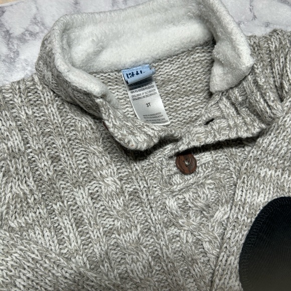 Gray Cable Knit Boys 3T  Sweater with Elbow Patches - Picture 4 of 4